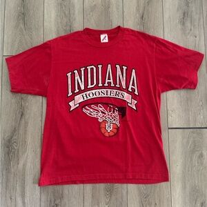 Vintage Indiana University Hoosiers T Shirt Mens XL Basketball Jerzees 80s Red